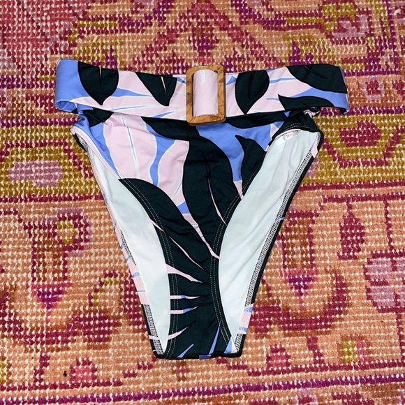 Alexandra Miro The Ursula High Waist Belted Bikini Bottoms Summer Palms XS NWOT - Picture 2 of 3